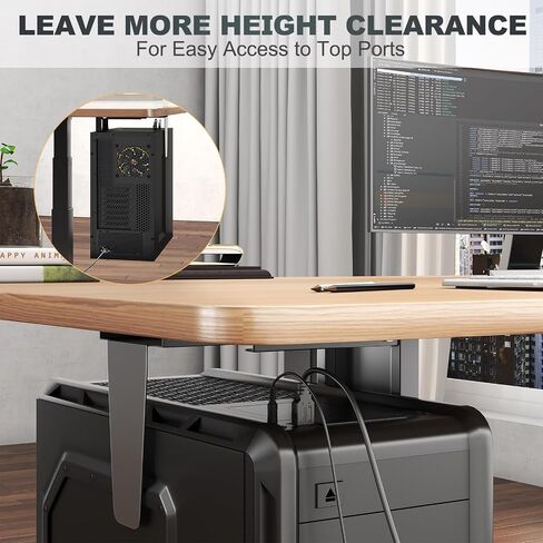 Heavy Duty Under Desk PC-Mount - Fits Most Middle & Full Tower, Height Adjustable Underdesk Computer Mount Holder with Protective Padding, Max Load 55lbs, Black in Kuwait