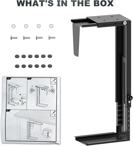 Heavy Duty Under Desk PC-Mount - Fits Most Middle & Full Tower, Height Adjustable Underdesk Computer Mount Holder with Protective Padding, Max Load 55lbs, Black in Kuwait