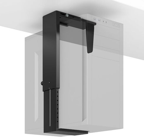 Heavy Duty Under Desk PC-Mount - Fits Most Middle & Full Tower, Height Adjustable Underdesk Computer Mount Holder with Protective Padding, Max Load 55lbs, Black in Kuwait
