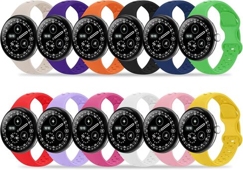 12 Pack Bands Compatible with Google Pixel 5/4/3/2/1 41mm Band for Women Men, Soft Silicone Sport Breathable Replacement Strap in Saudi Arabia
