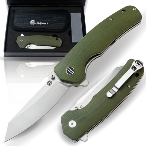 Holtzman's Gorilla Survival 'Clip Point' Folding Knife featuring D2 Steel Blade with G10 Tactical Handle in Gift Box Set (Damascus) in Kuwait