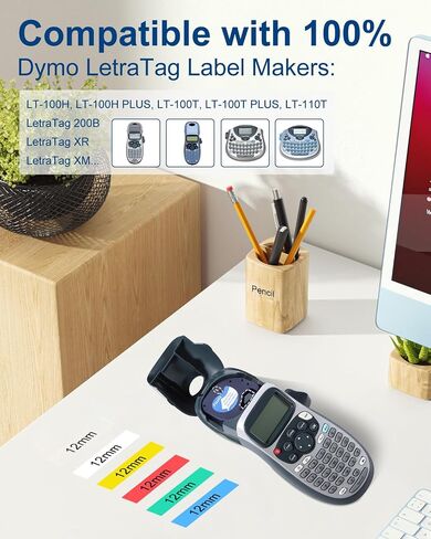 Replacement for DYMO Label Maker Refills Colored Plastic Label Tape 12mm in Kuwait