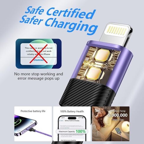 Car Carplay Cable for iPhone 14 13 12 11 Pro Max XS XR X SE 8 7 6 Plus,iPad Pro Air Mini, 2Pack/1FT 3.1A USB A to Lightning Cable Appl e iPhone Charger Cord Car Fast Charging Braided Lightening Cord in Kuwait