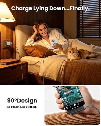 USB-C to Lightning Cable with Built-in Phone Stand - 2-in-1 Invisible Holder iPhone Charger Cord, MFi Certified 27W PD Fast Charging 90 Degree Sideways iPhone Charger for iPhone 14-5, iPad, Gaming in Kuwait