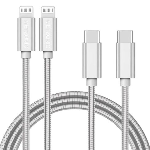 MFi Certified Lightning Cable [2 Pack 6.6 Feet] Metal Braided Type C to Lightning Cable with Short-Circuit Resistant Insulation Coated Jacket, Fast Charging in Kuwait