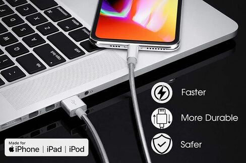 MFi Certified Lightning Cable [2 Pack 6.6 Feet] Metal Braided Type C to Lightning Cable with Short-Circuit Resistant Insulation Coated Jacket, Fast Charging in Kuwait