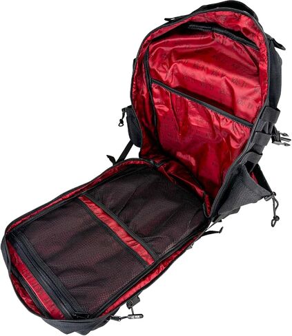 5% Nutrition Rich Piana Tactical Backpack for Work, Travel or Gym Bag with Drink Holders, Interior Organization, Molle Panel, and Velcro Morale Patches 45L Storage Capacity (Black/Red) in Kuwait