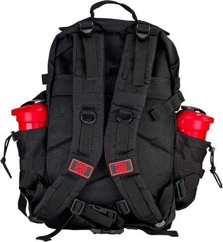 5% Nutrition Rich Piana Tactical Backpack for Work, Travel or Gym Bag with Drink Holders, Interior Organization, Molle Panel, and Velcro Morale Patches 45L Storage Capacity (Black/Red) in Kuwait