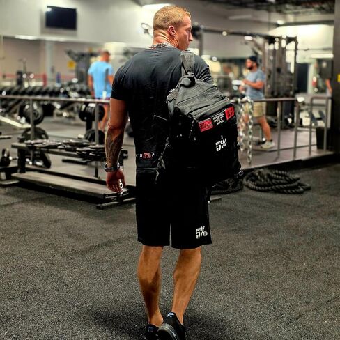 5% Nutrition Rich Piana Tactical Backpack for Work, Travel or Gym Bag with Drink Holders, Interior Organization, Molle Panel, and Velcro Morale Patches 45L Storage Capacity (Black/Red) in Kuwait