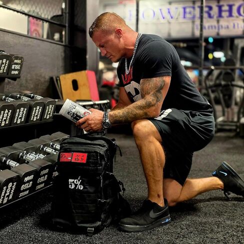 5% Nutrition Rich Piana Tactical Backpack for Work, Travel or Gym Bag with Drink Holders, Interior Organization, Molle Panel, and Velcro Morale Patches 45L Storage Capacity (Black/Red) in Kuwait