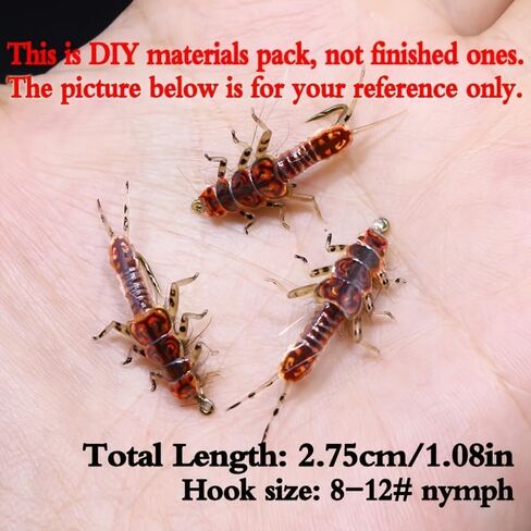 Set of 70 Fly Tying Realistic Mayfly Stonefly Nymph Rubber Bodies & Legs DIY Materials Kit Artificial Trout Fly Lure Bait Model Pre-Formed Segmented Aquatic Insect Lure Fly Tying Materials in Kuwait