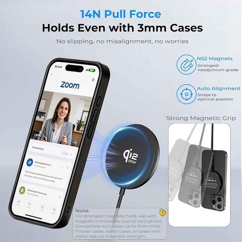Fast Wireless Charger 25W with Stand for Desk, Qi2.2 MagSafe-Compatible in Kuwait