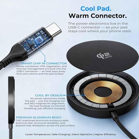 Fast Wireless Charger 25W with Stand for Desk, Qi2.2 MagSafe-Compatible in Kuwait