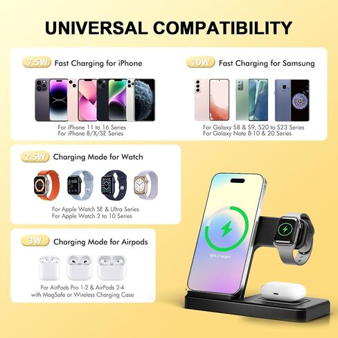 Wireless Charger Fast Charging Station 3 in 1 Charger Stand Bedside in Kuwait