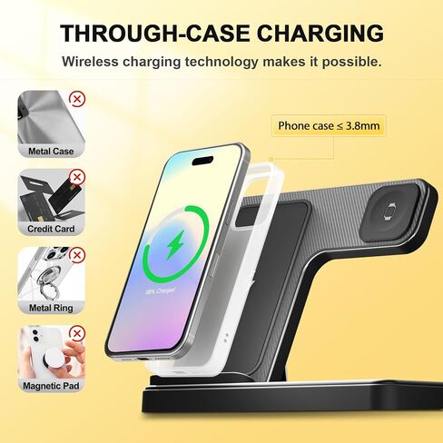 Wireless Charger Fast Charging Station 3 in 1 Charger Stand Bedside in Kuwait