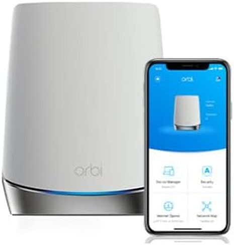 NETGEAR Orbi Whole Home Tri-Band Mesh Add-on Satellite (RBS750) – Works with Your Orbi WiFi 6 System| Adds up to 2,500 sq. ft. Coverage | AX4200 (Up to 4.2Gbps) in Kuwait