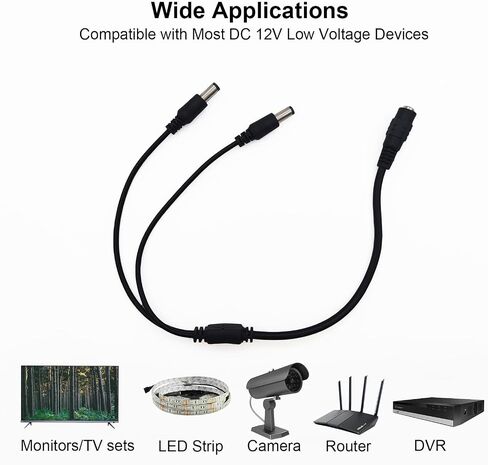 DC Power Splitter Security Camera Power Splitter 12V CCTV Power Cable (1 Female to 2 Male 5.5mm X 2.1mm, 10Pack) in Saudi Arabia