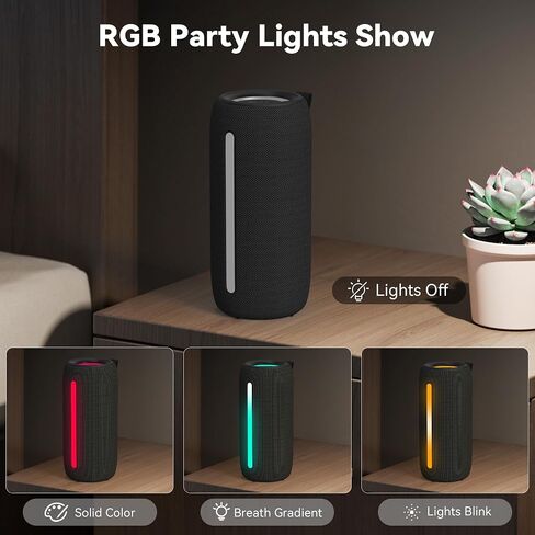 Oraolo Portable Bluetooth Speakers, Wireless Speaker with 24W Loud Stereo Sound, RGB Lights, Bluetooth 5.4, Support AUX/TF Card, TWS Pairing, Built-in Mic, Outdoor Speaker for Party, Beach, Camping in Kuwait