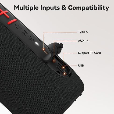 Oraolo Portable Bluetooth Speakers, Wireless Speaker with 24W Loud Stereo Sound, RGB Lights, Bluetooth 5.4, Support AUX/TF Card, TWS Pairing, Built-in Mic, Outdoor Speaker for Party, Beach, Camping in Kuwait
