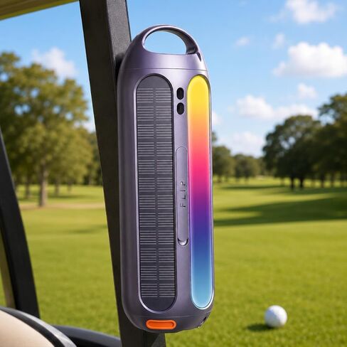 CYBORIS Solar Power Magnetic Golf Bluetooth Speaker, 30W Golf Speaker Outdoor Portable Wireless Speakers IPX6 Waterproof with LED RGB Lights 30H Playtime Deep Bass for Golf Cart Gifts, Beach, Hiking in Kuwait