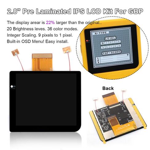 Laminated 2.8 inch IPS Screen Integer Scaling OSD For GBP Need Trim the Original Shell in Kuwait
