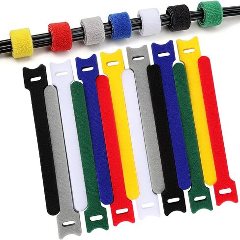 70 PCS 6 inch Cable Ties Reusable Cable Management Adjustable Cable Organizer, Cable Straps, Cord Wraps and Hook Loop Straps for Computer,Gaming, Wire, Desk- Home Office Essentials in Kuwait