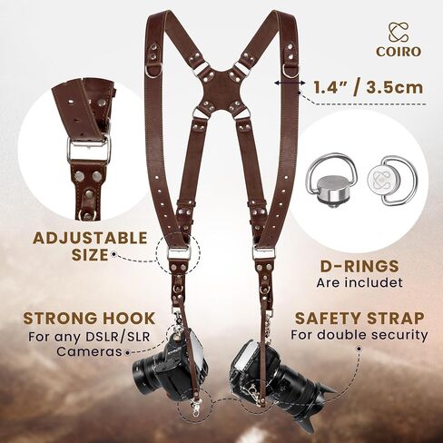 C Coiro Camera Harness for 2 Cameras + Camera Neck Strap with Pattern Design Camera Straps for Photographers of All Levels in Kuwait