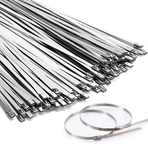 Heavy-Duty Stainless Steel Zip Ties, 150 Pieces 11.8in, 200lbs High Tensile Strength, Weather & UV Resistant Self-Locking Cable Ties for Fence, Exhaust Pipe, Industrial, Outdoor and Home Use in Kuwait