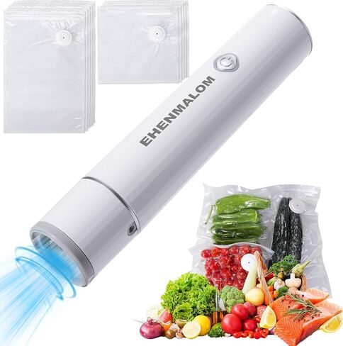 Handheld Vacuum Sealer for food preservation and preservation，Convenient and rechargeable, with easy one-click operation.1 Vacuum Sealer + 30 Food Reusable Bags in Kuwait