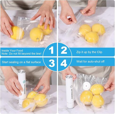 Handheld Vacuum Sealer for food preservation and preservation，Convenient and rechargeable, with easy one-click operation.1 Vacuum Sealer + 30 Food Reusable Bags in Kuwait