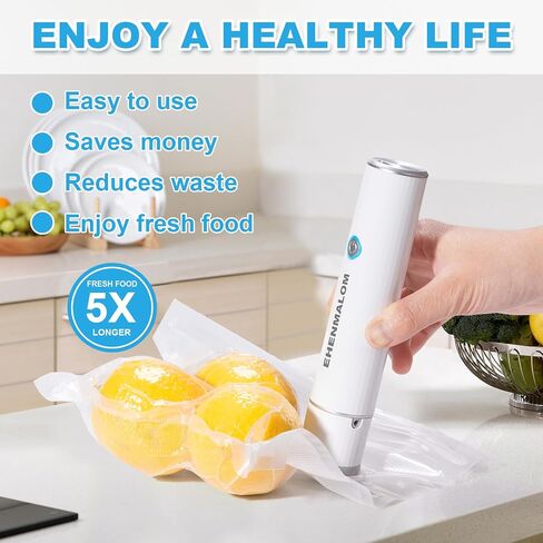 Handheld Vacuum Sealer for food preservation and preservation，Convenient and rechargeable, with easy one-click operation.1 Vacuum Sealer + 30 Food Reusable Bags in Kuwait