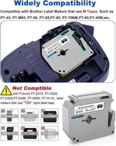 6PK Replace for Brother M Tape Compatible with Brother Label Maker Tape in Kuwait