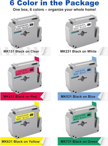 6PK Replace for Brother M Tape Compatible with Brother Label Maker Tape in Kuwait