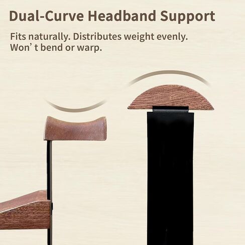 Solid Wood Headphone Stand with Controller Holder, Space-Saving Dual Hanger & Gamepad Organizer for Desktop, Gaming Desk Accessories with Stable Base Storage in Saudi Arabia