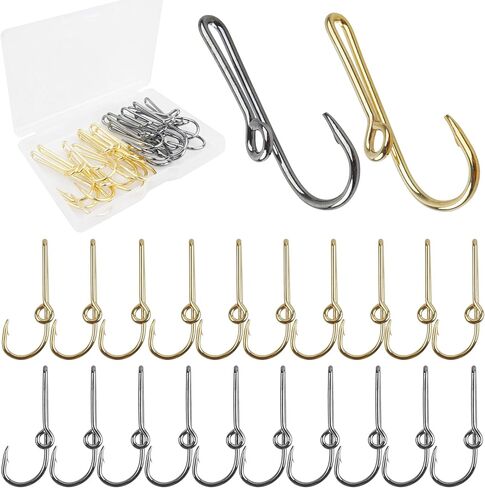 20PCS Fishing Hooks Hat Pins Gold Black Mix Fish Hook Tie Clips in Kuwait