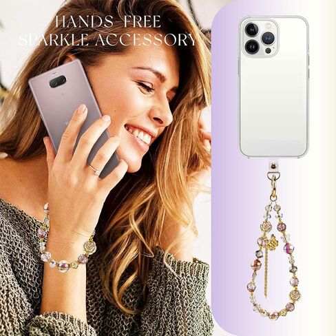 3Pcs Crystal Bracelet Wrist Lanyard, Beaded Phone Charms Strap With Butterfly Phone Case Accessories for Purse Bag Wallet Camera in Kuwait