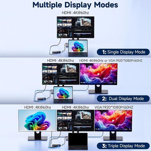 2026 New Surface Thunderbolt 4 Dock Station Triple Displays 4K HDMI*2+VGA in Kuwait