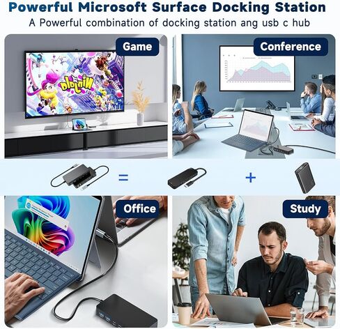2026 New Surface Thunderbolt 4 Dock Station Triple Displays 4K HDMI*2+VGA in Kuwait