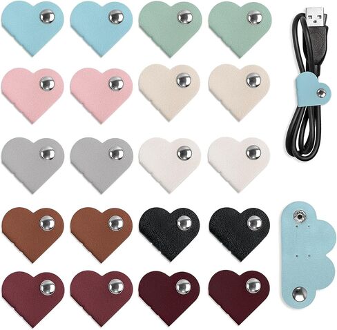 20 PCS Heart Cord Organizer PU Leather Cord Keeper with Snap Buckle in Kuwait