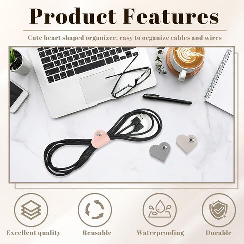 20 PCS Heart Cord Organizer PU Leather Cord Keeper with Snap Buckle in Kuwait