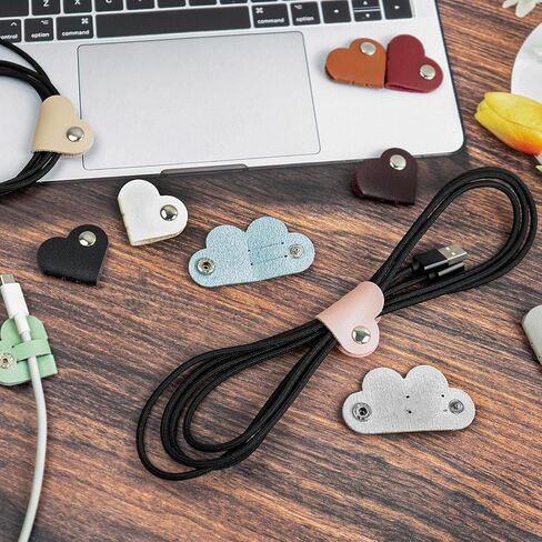 20 PCS Heart Cord Organizer PU Leather Cord Keeper with Snap Buckle in Kuwait