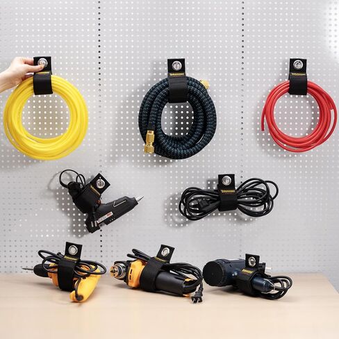 Extension Cord Organizer(Assorted 8 Pack), Cord Holder for Garage Organization and Storage, Heavy Duty Straps for Cables, Garden Hoses, Ropes with Metal Grommet for Hanging on Walls(4L,4XL) in Kuwait