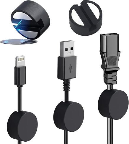Pro Magnetic Cable Organizer, 5-Pack Magnet Cable Holders Silicone Cord Clips for Wire Management, Suitable for Steel, Iron, Metal Table, with Extra Adhesive Pad for Ordinary Desktop (Black) in Kuwait