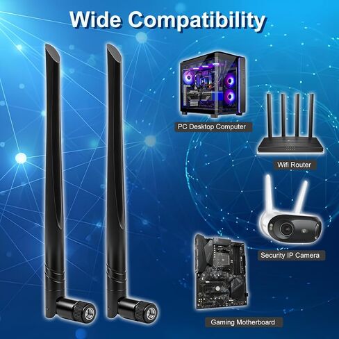 Tri-Band WiFi 6E 2.4GHz 5GHz 6GHz PC Desktop Computer Motherboard Antenna Booster Signal Range WiFi Bluetooth Card Wireless Network Router Antenna, Slinkdsco in Kuwait
