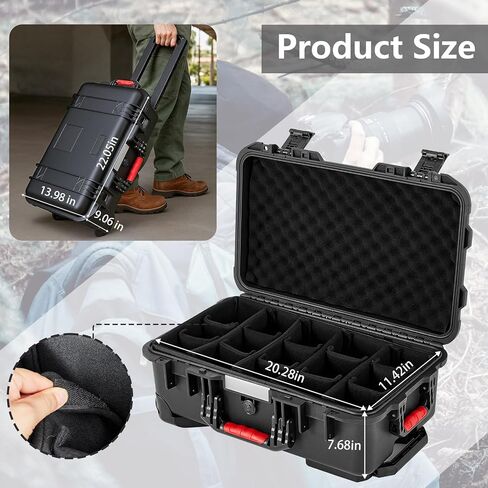 Relaxweex Rolling Camera Hard Case with 15 Padded Dividers & Wheels in Kuwait