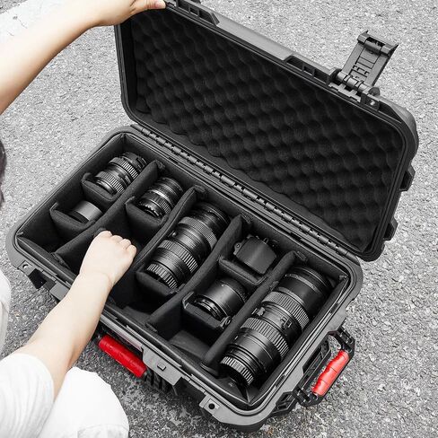 Relaxweex Rolling Camera Hard Case with 15 Padded Dividers & Wheels in Kuwait