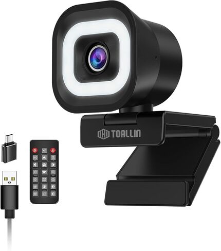 TOALLIN 2K Webcam for PC, 5MP, Built-in Mic, Web Camera with Tripod Stand in Kuwait