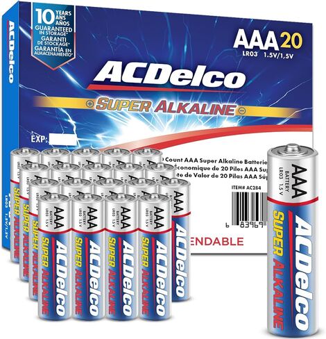 ACDelco 48-Count Triple AAA Batteries, Maximum Power Super Alkaline Battery for Home and Office, 10-Year Shelf Life, Reclosable Packaging in Saudi Arabia