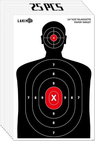LAKINGO Paper Targets for Shooting Range - 14x22 Inch High-Visibility Bullseye & Silhouette Design - for Pistol, Rifle, Airsoft, BB Gun Practice - Essential Gun Range Accessories in Kuwait