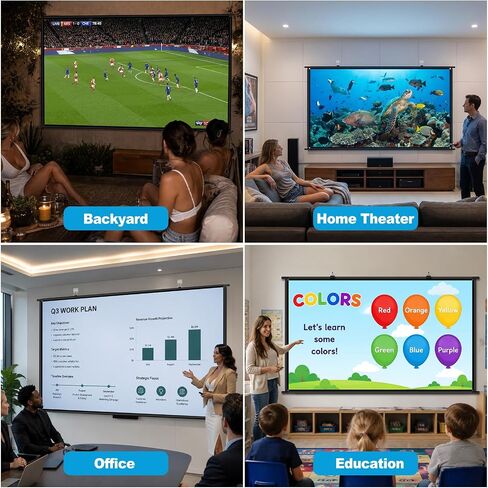 100 inch Fixed Frame Projector Screen, Anti Glare Outdoor Indoor Movie Projector Screen, Wrinkle-Free Hanging Projection Screen for Room Wall, Theater, Camping, Backyard, 4K HD 16:9 in Kuwait
